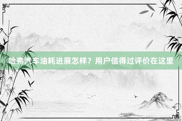 哈弗汽车油耗进展怎样？用户信得过评价在这里